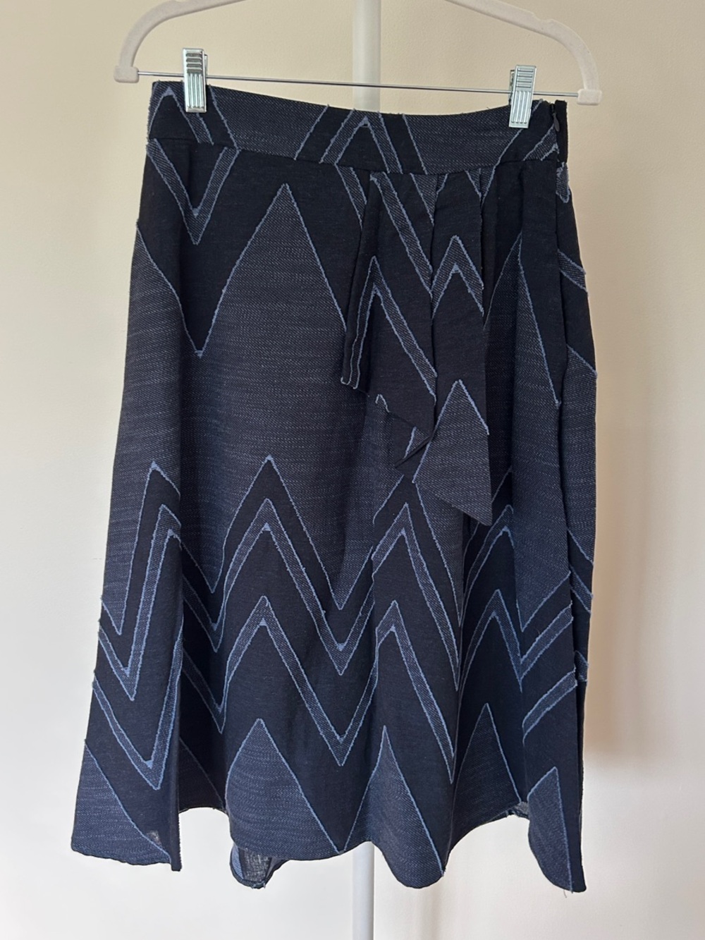 Women’s Navy Chevron Knit Skirt with Tie Waist